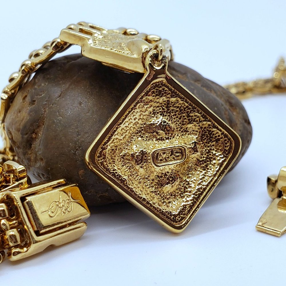 Attwood & Sawyer Vintage Gold Toned Choker Necklace With Drop Pendant